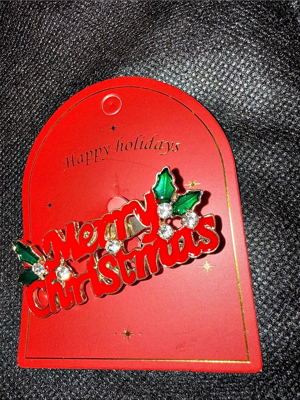 Christmas Holly Rhinestone Brooch in Red & Green NWT